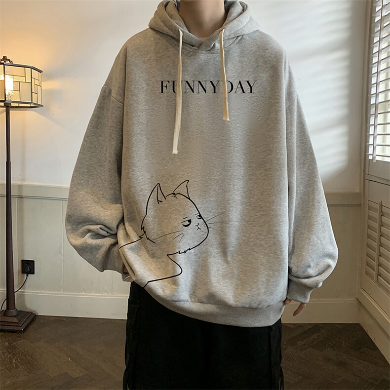 纯棉连帽卫衣男大码运动帽衫宽松薄WY2149-P35加绒款-P40，男装卫衣，电商A040