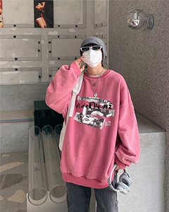 2024新款秋装复古美式水洗做旧宽松圆领卫衣301B-JB7891-P58图片