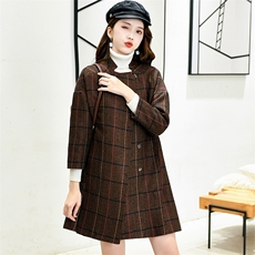 2021春秋季潮流时尚网格长袖棉衣/棉服，女装毛呢外套，香水丽阁