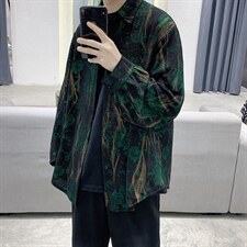 秋季烫金印花长袖衬衫外套男重工花衬衣A430-1-CS11188，男装衬衫，电商A426-1(原A430-1)