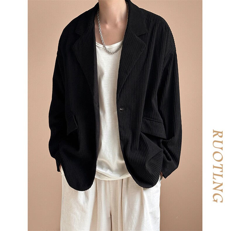 现货-春季新品潮牌设计感西装外套宽松痞帅休闲西服-AZ2430-P95,男装西服,电商A351