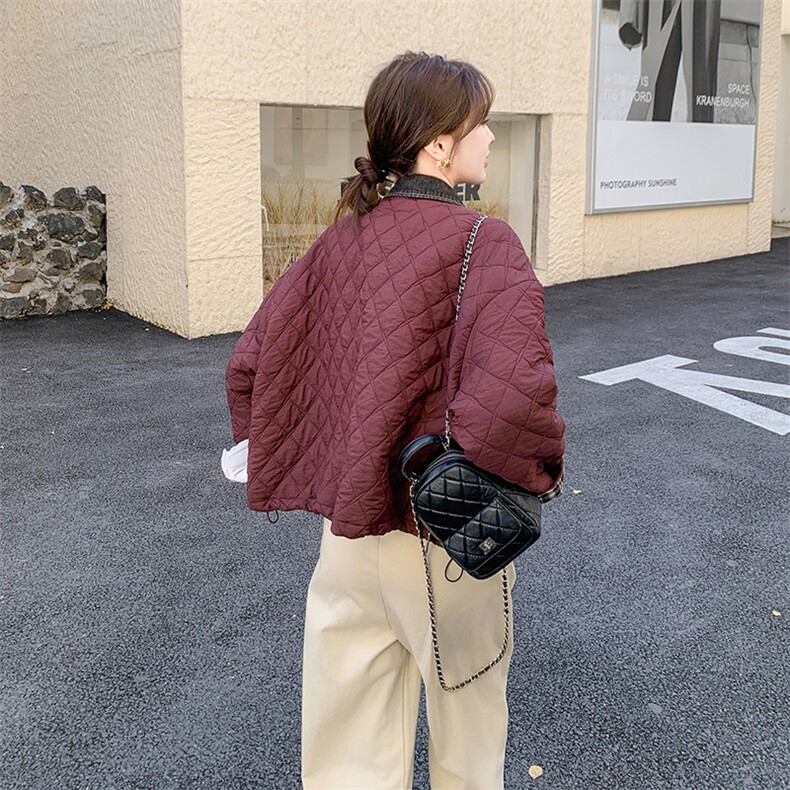 韩版气质牛仔拼接轻薄款棉服女2025冬季新款显瘦加厚短款棉衣棉袄,女装棉衣/棉服,C位