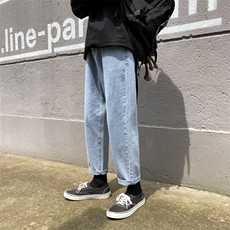 秋季新款百搭牛仔裤男港风宽松直筒小脚九分裤休闲裤K807/P45，男装牛仔裤，电商D202