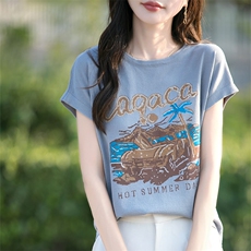 2025椰树圆领短袖百搭时尚简约，女装T恤，萱芳婷羊绒