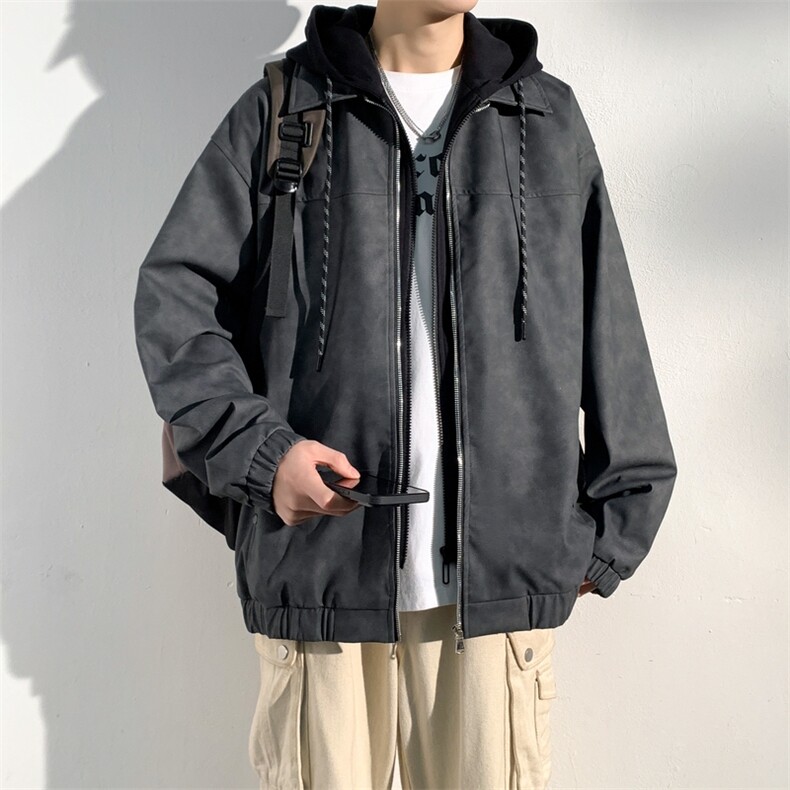 美式复古假两件皮衣夹克男春季潮牌宽松休闲外套A406JK6002P90,男装夹克,星座309（原A406）