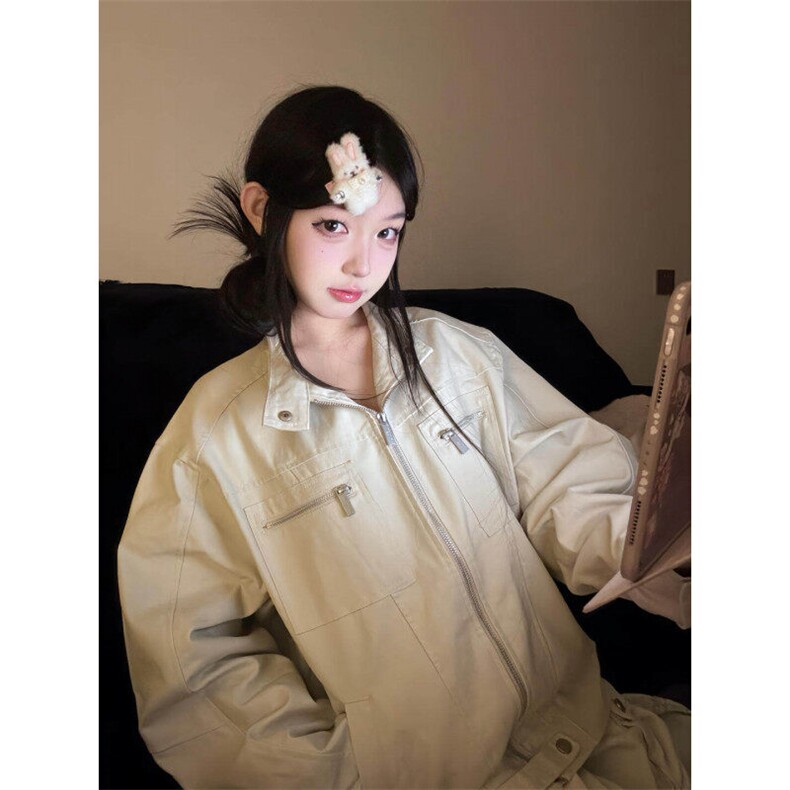 【有货】W6348ZZ-特68美式复古水洗帆布立领休闲夹克外套男女,男装夹克,星座1007（原301D）