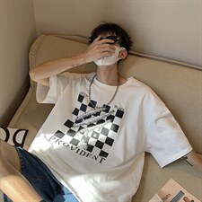 新款加肥加大男士港风宽松大码短袖T恤A071-5518-p28，男装T恤，电商A071