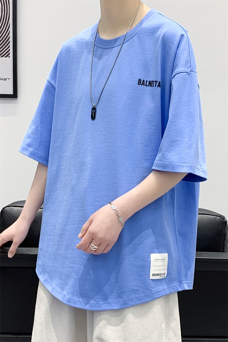 夏款新款青少年印花半袖男女港风圆领简约短袖T恤1566-P38控价58,男装T恤,电商A441-1