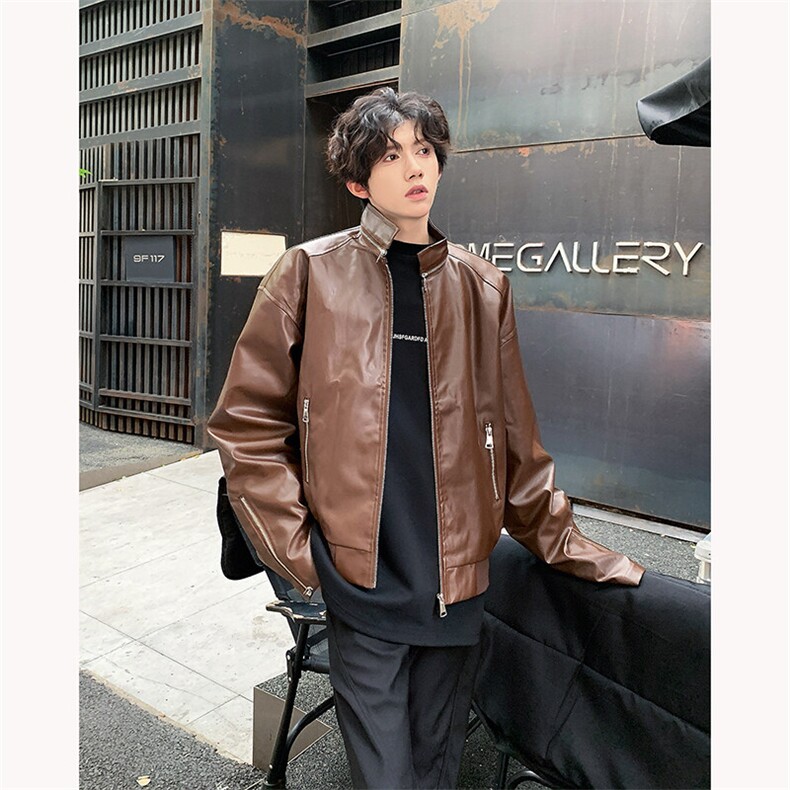 现货！25春季pu机车夹克男士设计感外套55210-特p78,男装夹克,电商B288