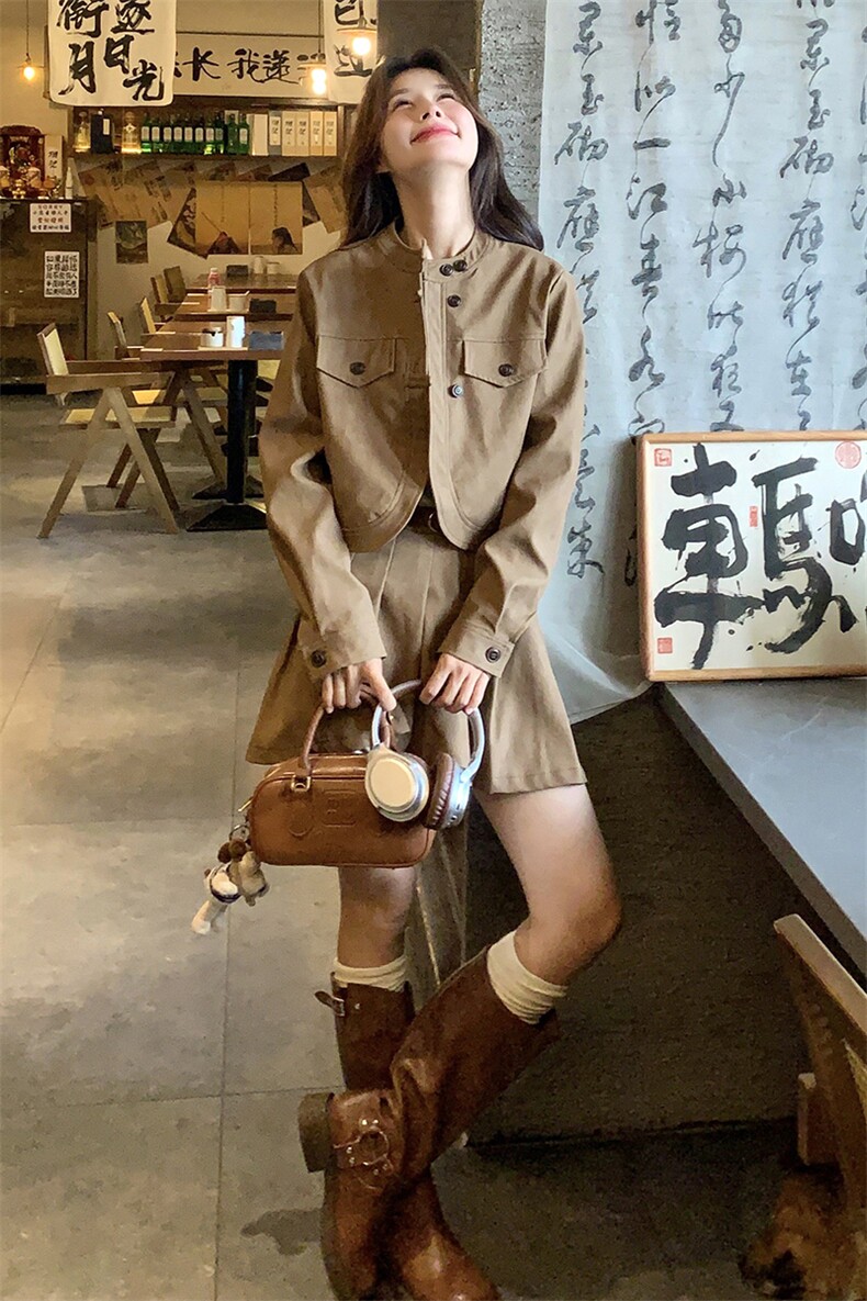【春装现货】美拉德皮衣上衣百褶裙两件套2C032176P175K238,女装套装/套裙,2C032