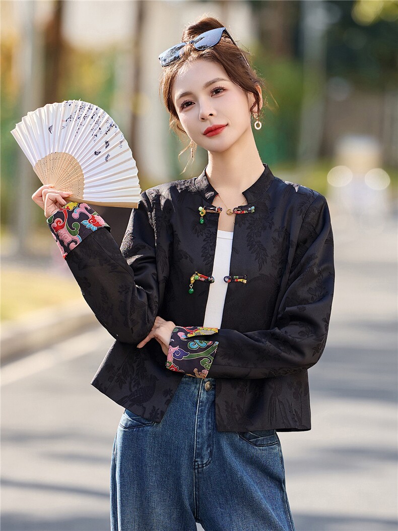 现货2026年春季新款休闲风新中式外套上衣,女装短外套,依如秀(原杭风阁)