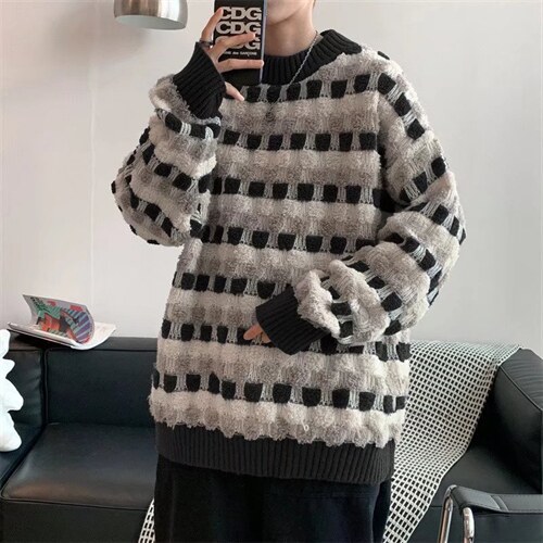 半高领毛衣男秋冬款潮流百搭加厚针织衫M116P45图片