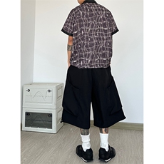 港风七分裤多口袋休闲裤短裤工装裤A014-DY25265-P50控68，男装牛仔裤，电商A014