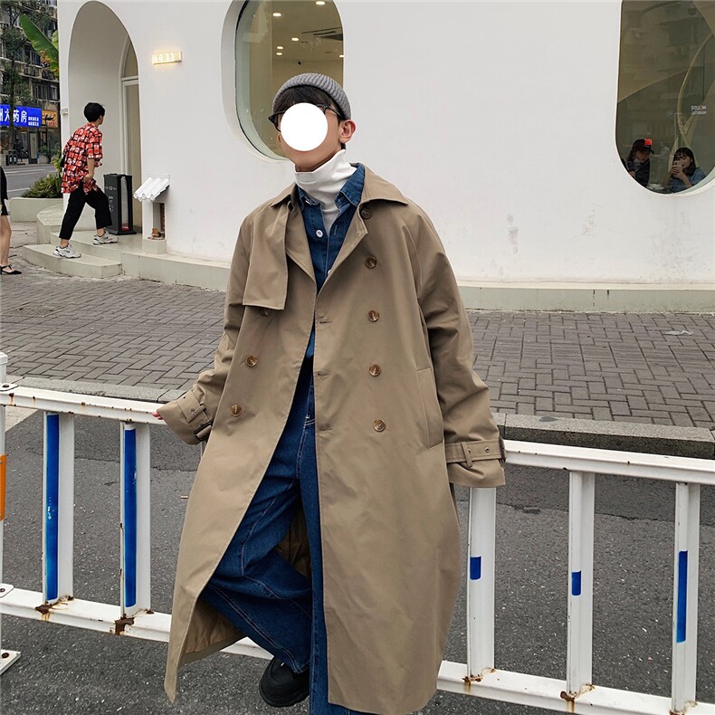 1港风新款宽松休闲中长款风衣潮流帅气英伦风男外套7668P90控118,男装风衣,星座226-2