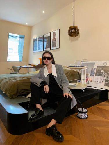 早春新品高级复古可拆卸领西装外套，女装西装，AUDREY WANG