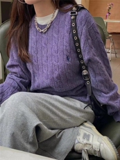 女士针织衫麻花长袖情侣秋冬纯色毛衣休闲打底，女装针织衫/毛衣，半城羊绒
