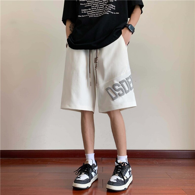 特批15港风大字母印花五分裤男夏季男士直筒运动裤K23828,男装牛仔裤,电商A128