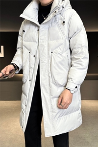 冬季新款男士中长款连帽棉衣图片