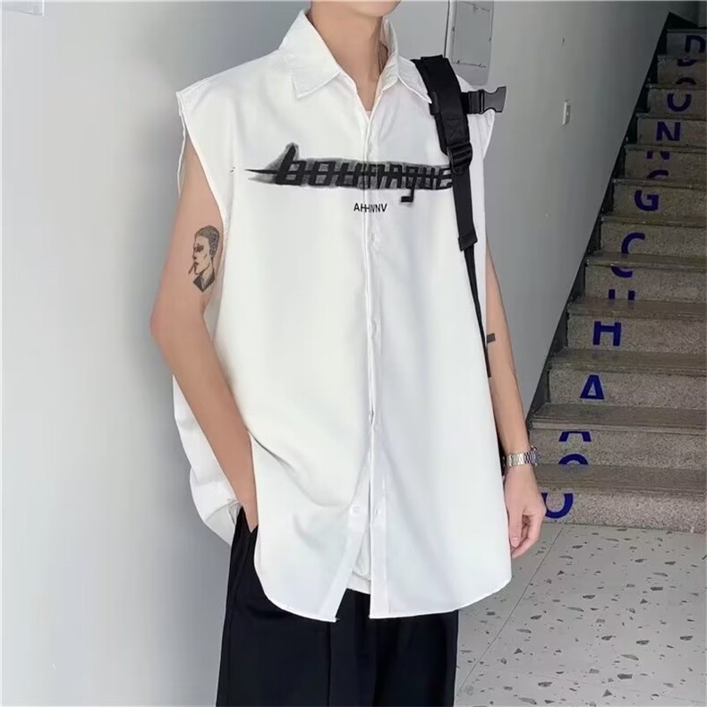 @港风无袖衬衫男夏季韩版潮流马甲衬衣CS616-P30,男装背心/马甲,星座1109-3