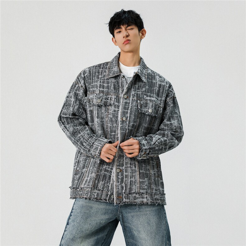 休闲宽松水洗牛仔夹克百搭潮外套JK9004-P88控139有视频,男装夹克,电商A132（原电商B245）