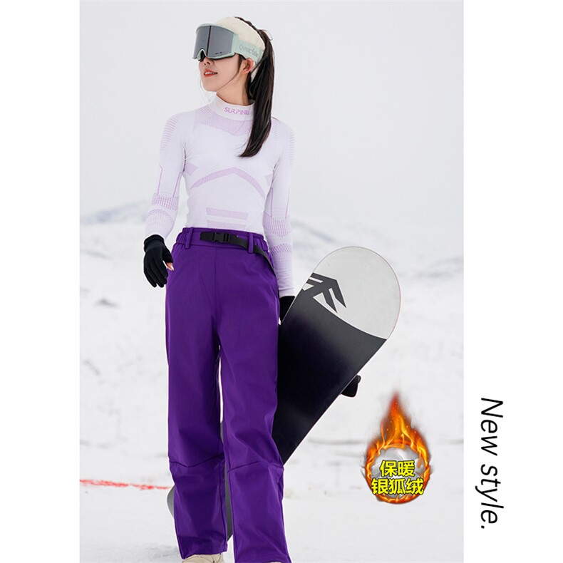 冬日多巴胺穿搭滑雪裤男女同款加绒保暖防水登山裤K1002J加绒-P75,男装休闲裤,电商A001