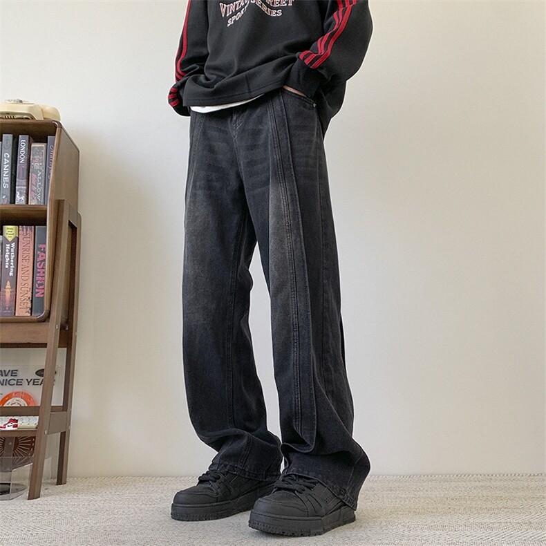 美式高街牛仔裤男女 潮牌个性显高休闲裤N1044/P5878图片