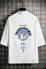 HF59160-P40风汉服男开衫外套七分袖道袍网格挂拍，男装民族服装，电商A040A