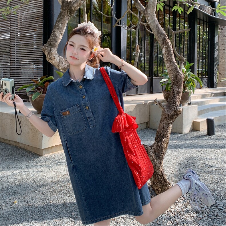 法式减龄牛仔衬衫连衣裙女夏2025新款小个子裙子夏日漂亮大方得体,女装连衣裙,2D076