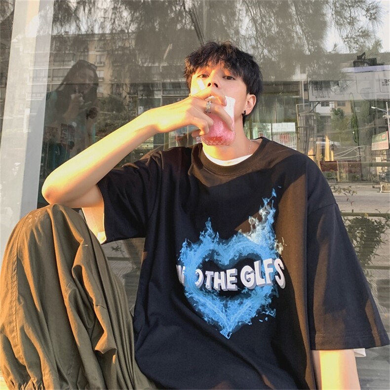 夏季情侣装短袖T恤网红港风B225-T1036-M-XXL-P35-X48,男装T恤,电商B225