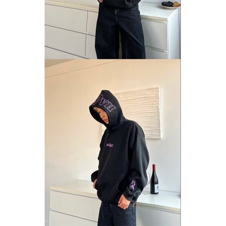 1506/QX760/P50男道潮牌美式重磅连帽卫衣男女高街字母印花宽松重,男装卫衣,星座1506