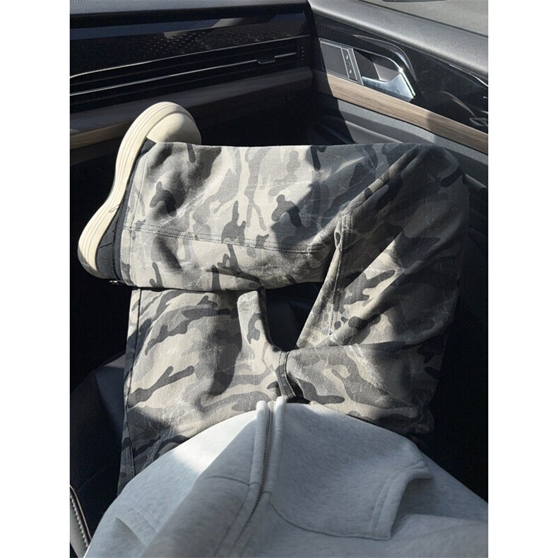 B221美式ins高街暗黑宽松直筒迷彩牛仔裤LK24404-特P45控78,男装牛仔裤,电商B221