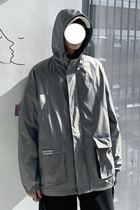 港风冲锋衣男潮牌外套男防风户外旅游服工装夹克男7210P75控108图片