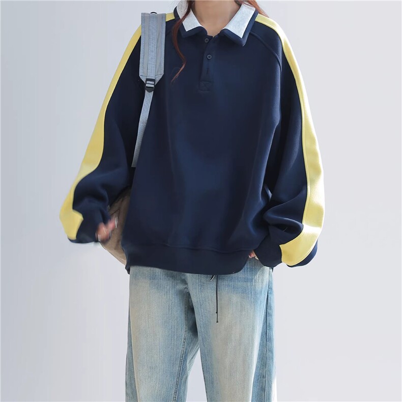 WY848-P55-450克重磅美式学院风拼接卫衣2026春季新款情侣卫衣,男装卫衣,星座1811B