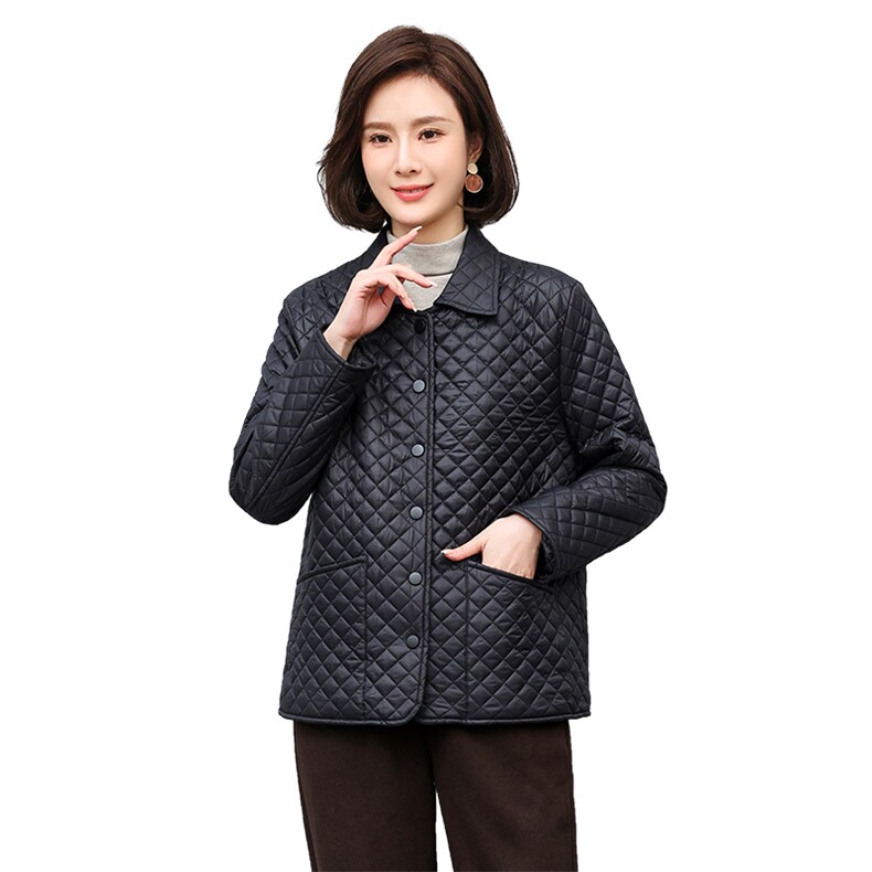 时尚菱形格轻薄棉衣女款显瘦保暖外套,女装棉衣/棉服,鑫鑫格