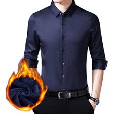 C-R703冬季男士衬衫衬衣长袖加绒休闲纯色商务加厚保暖，男装衬衫，电商B360