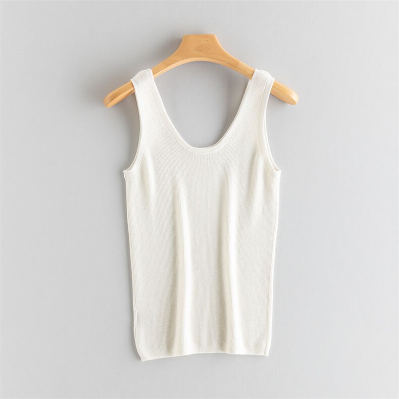 纯棉线针织V领吊带背心女设计感内搭打底宽松外穿无袖小吊带衫薄，女装背心吊带，江帆羊绒