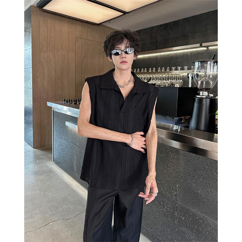 8XL-M夏竖条纹纯棉背心男韩版宽松坎肩休闲运动午休T恤肌理DX333，男装背心/马甲，电商D206-1