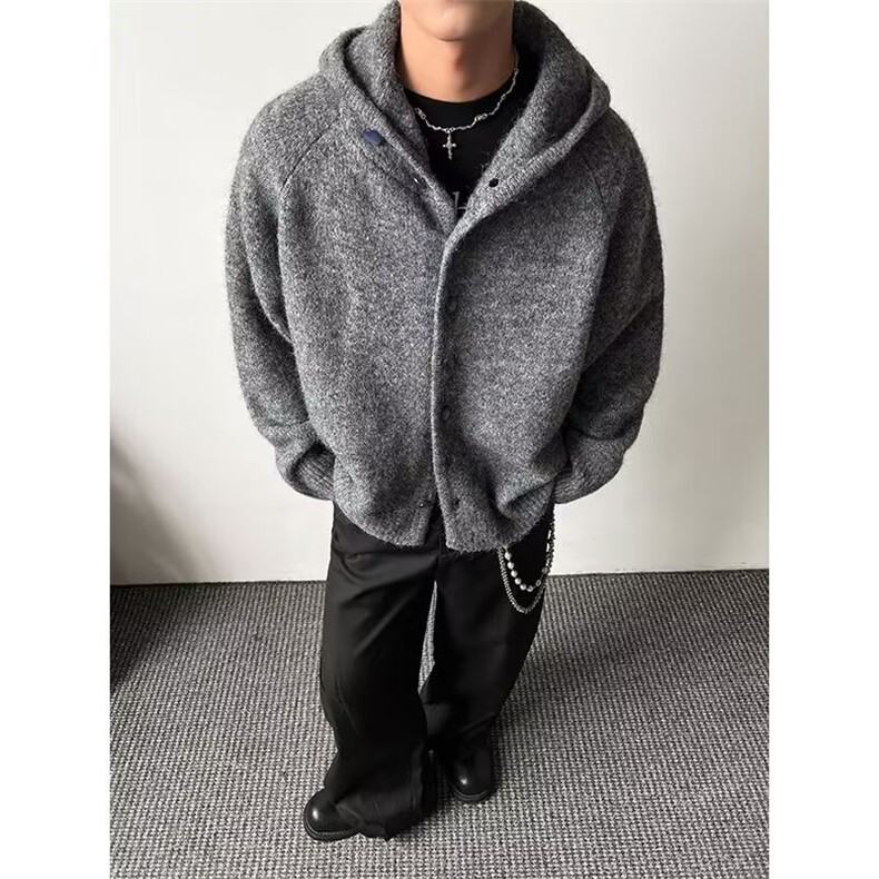 老钱风美拉德系北极绒毛衣针织开衫W1716/特P75,男装针织衫/毛衣,电商B350