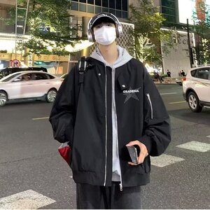 外套男子春秋宽松翻领休闲棉夹克拉链装饰百搭 J538图片