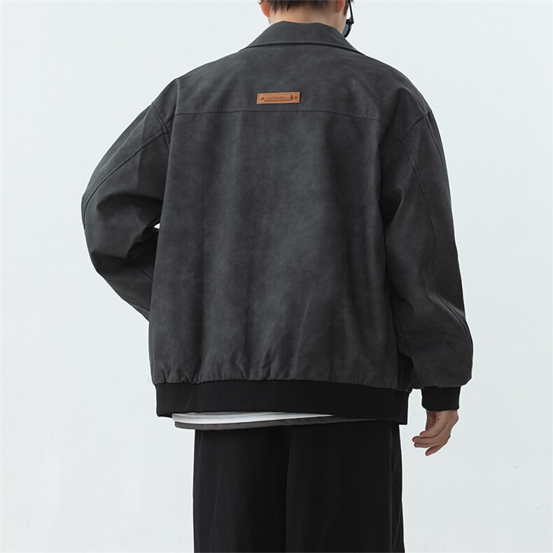 YK86027-P65聚酯纤维现货抖音可送样衣PU皮衣,男装皮衣,电商A086-1