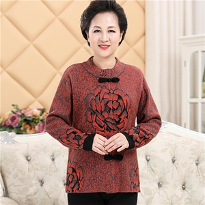 秋冬季保暖新中式喜庆春节大码牡丹镶钻中老年上衣，女装中老年女装，伊格尔