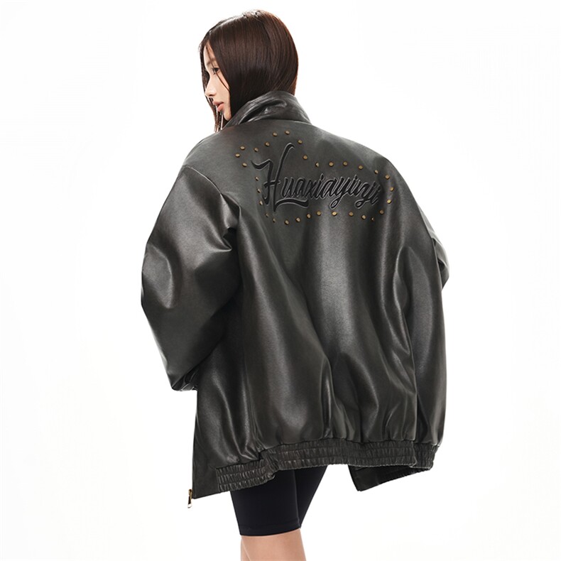 美式重磅pu皮棉衣棉服朋克宽松加厚外套225-2-Y210-P150,男装皮衣,星座225-2