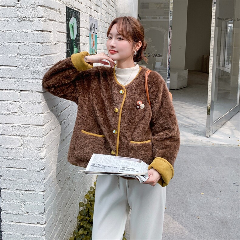 210-3287-P175-K258小香风皮毛一体外套2025年冬季,女装短外套,浙宝210（原浙宝191）