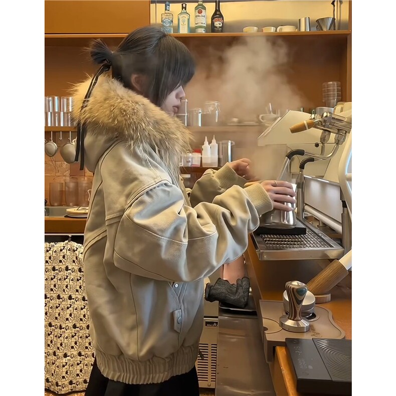 座山雕二代加绒外套男冬季cleanfit重磅水洗帆布夹克美式连帽棉服,男装棉衣,电商D328