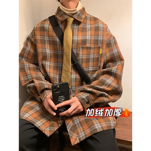 高级感宽松休闲外套保暖长袖格子衬衫男C2160-特P32/C9733-特P40图片