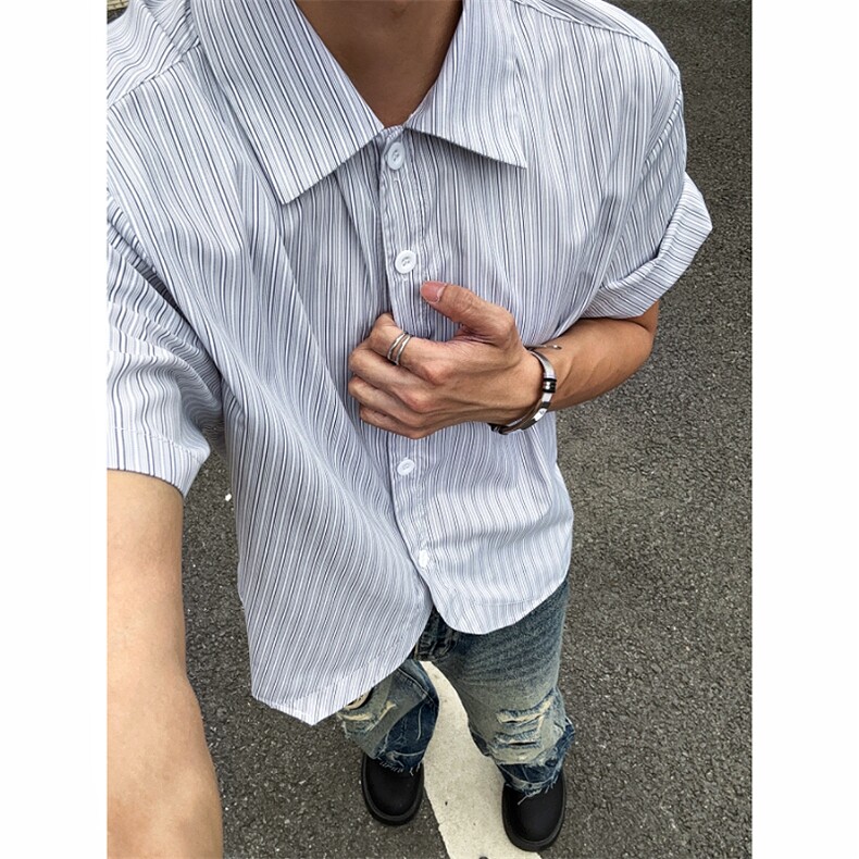 档口现货~长短袖夏季弯弧条纹衬衫短袖CT25109批40长袖C5109批45,男装T恤,星座1004-6