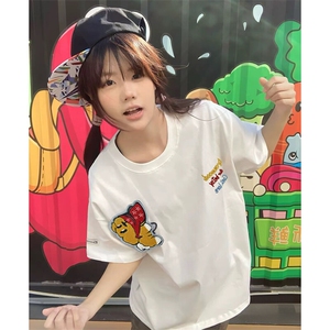 万针全刺绣工艺抖音得物高品质260克重磅纯棉双纱美式高街短袖T恤图片