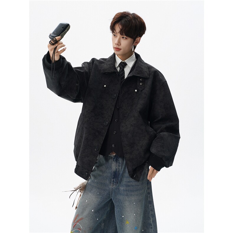 解构风拼接街头美式潮牌翻领夹克情侣宽松百搭外套W373TP78控138，男装夹克，电商A170