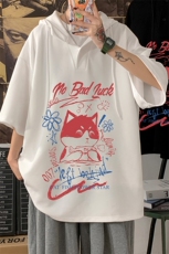 LD54226-P45连帽短袖t恤男大码胖子带帽五分袖中袖，男装T恤，电商A040