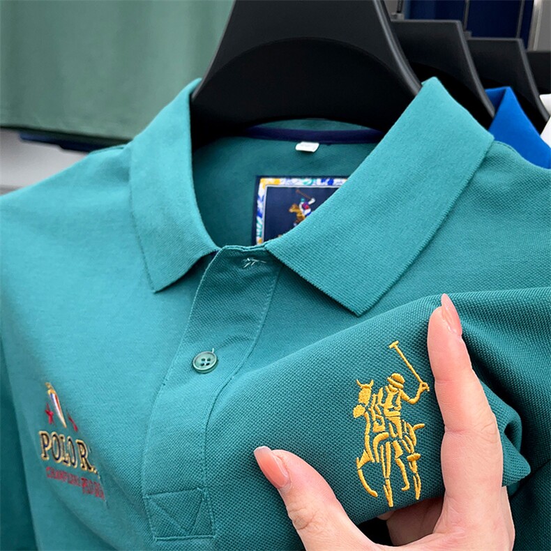男装短袖T恤男2023夏季新款刺绣纯棉翻领POLO衫中年商务休闲体恤，男装Polo衫，电商B212（原钱塘6029）